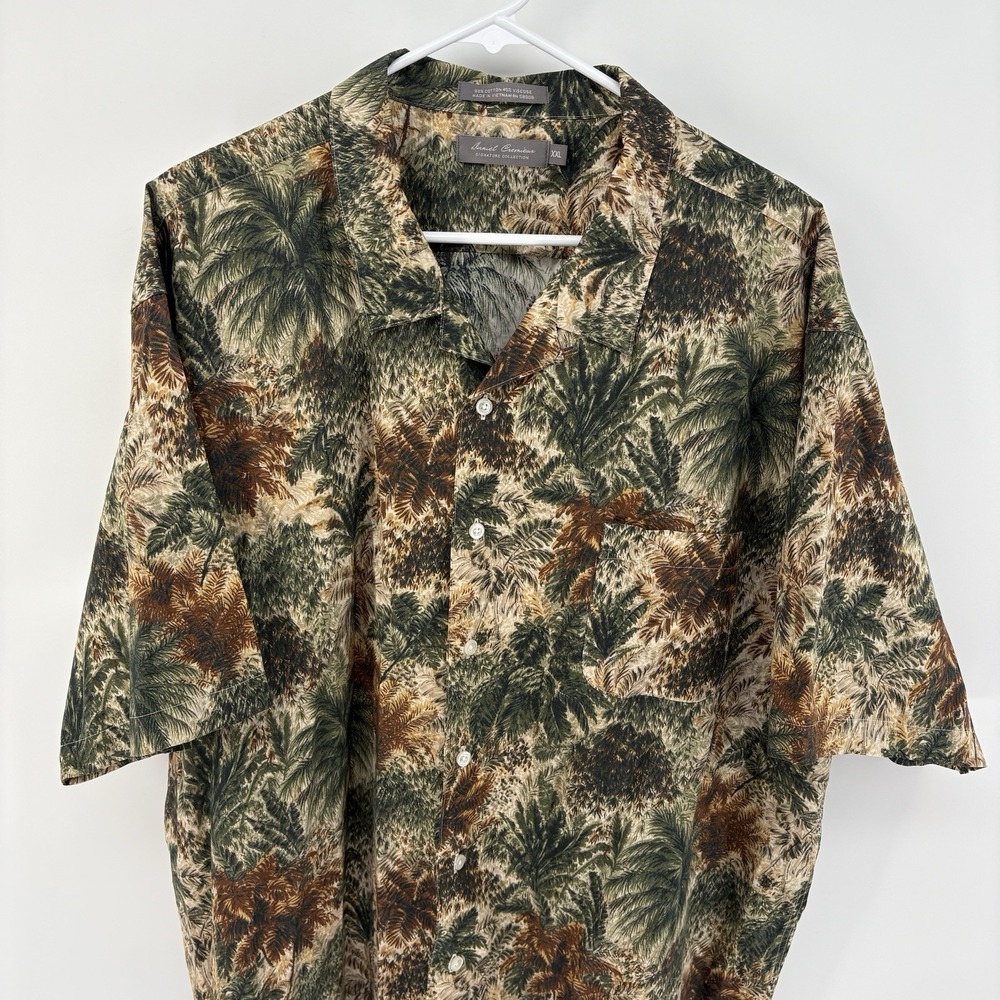 Daniel Cremieux Tropical Short Sleeve Button Shirt Mens 2XL Palm Hawaiian Aloha